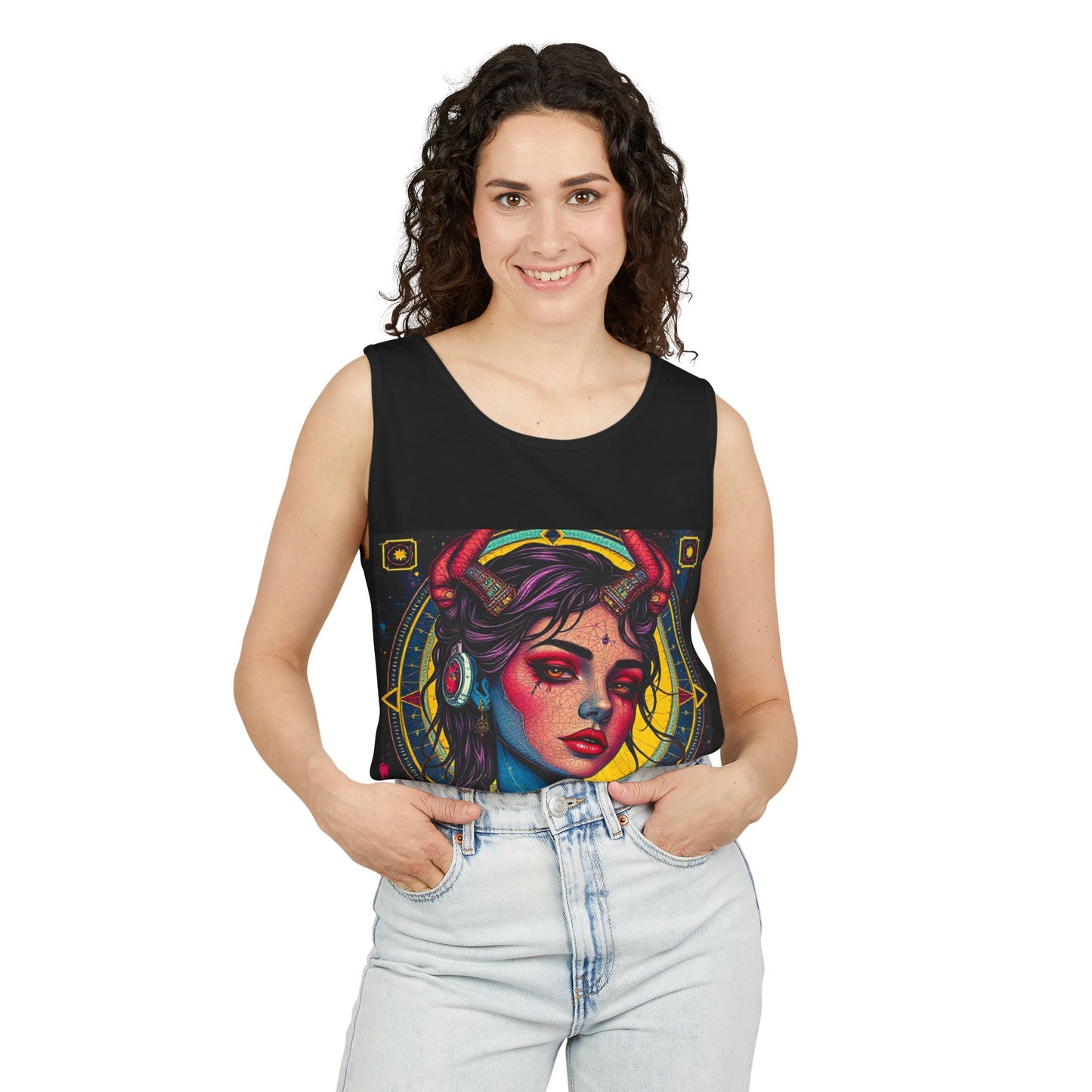 Unisex Garment-Dyed, Tank Top, Scorpio Design, Pop Art, 100% US cotton