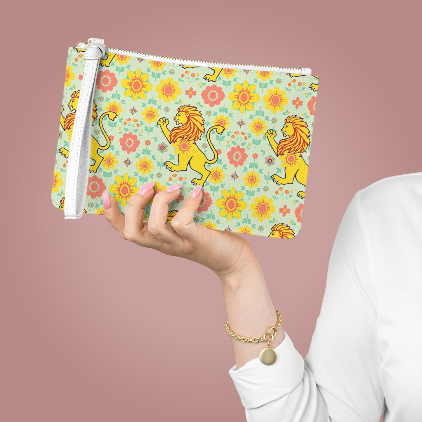 Clutch Bag, Leo, Zodiac v2, Flower Pattern