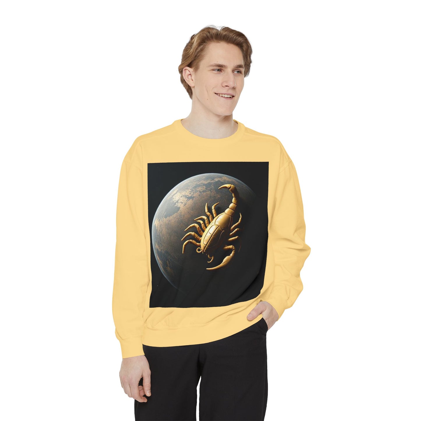 Garment-Dyed Sweatshirt, Unisex, Space Animal Design v1, Scorpio
