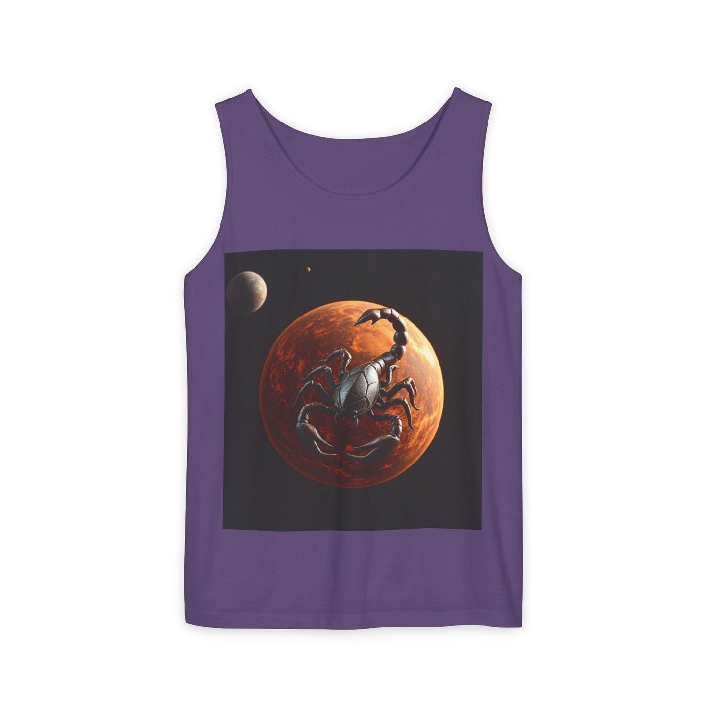 Unisex Garment-Dyed, Tank Top, Scorpio Design, Planet Symbol, 100% US cotton