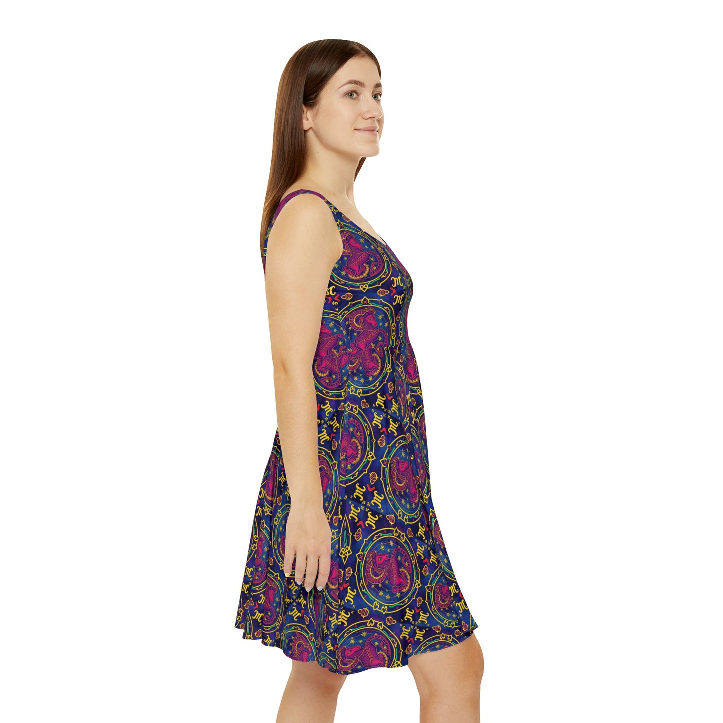 Women's Skater Dress, AOP, Zodiac v1, Capricorn, Pattern