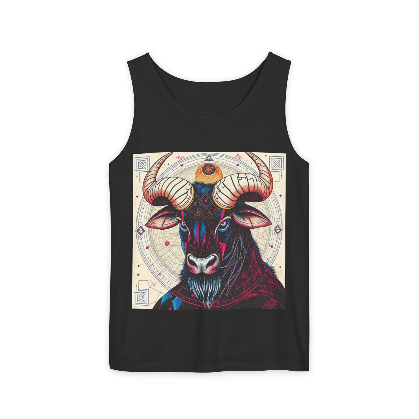 Unisex Garment-Dyed, Tank Top, Taurus Design, Pop Art, 100% US cotton