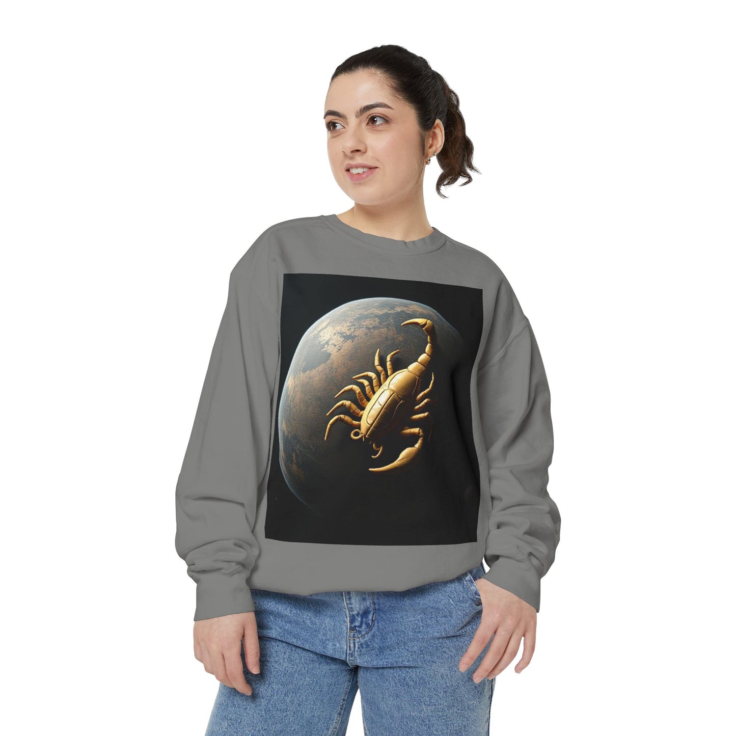 Garment-Dyed Sweatshirt, Unisex, Space Animal Design v1, Scorpio