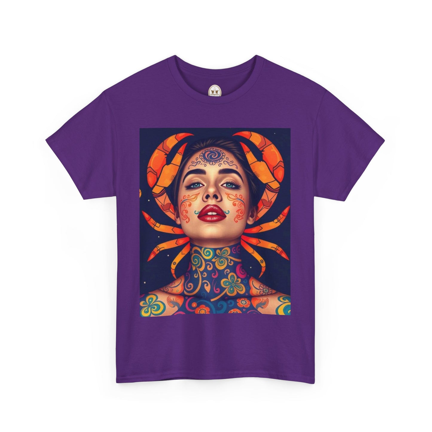 Unisex Heavy Cotton T-Shirt, Cancer, Zodiac v2, Sexy Art