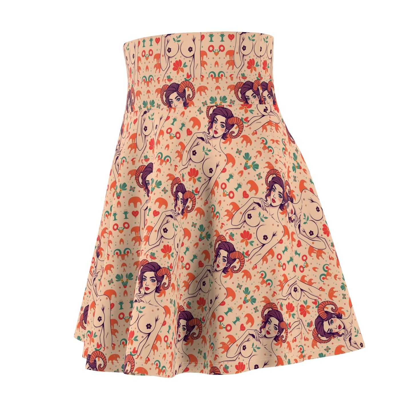 Women's Skater Skirt, (AOP), Aries, Zodiac v2, Sexy Pattern