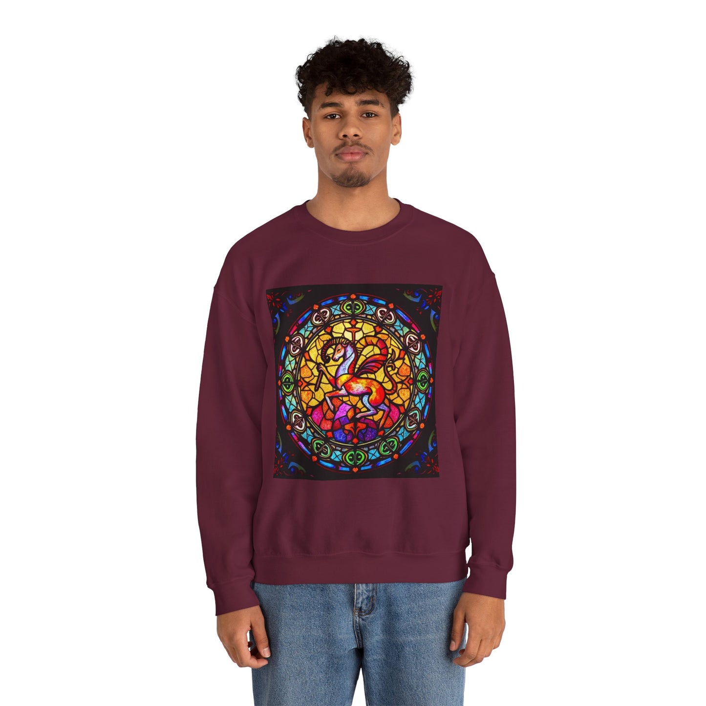 Unisex Heavy Blend™ Crewneck Sweatshirt, Glass 1, Aries Zodiac Design