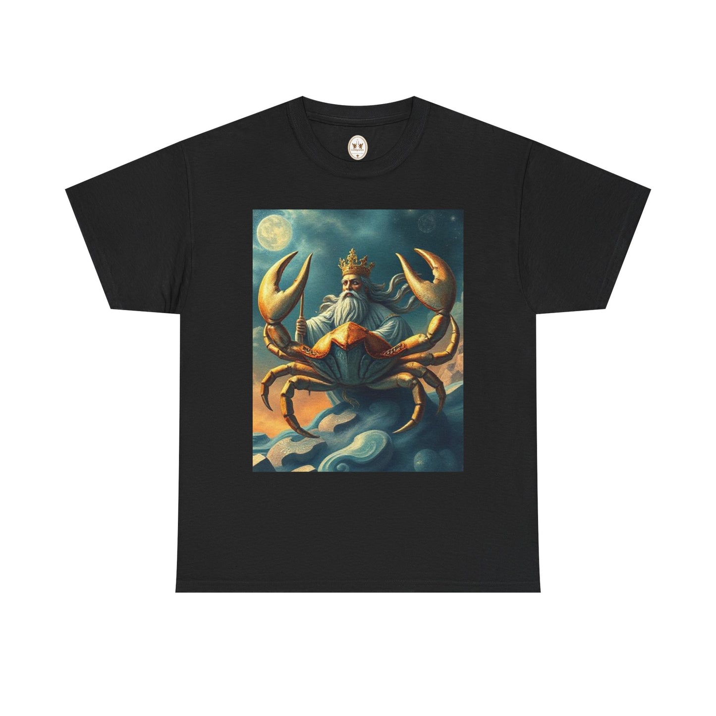 Unisex Heavy Cotton T-Shirt, Crustacean King v1, Cancer Zodiac Design