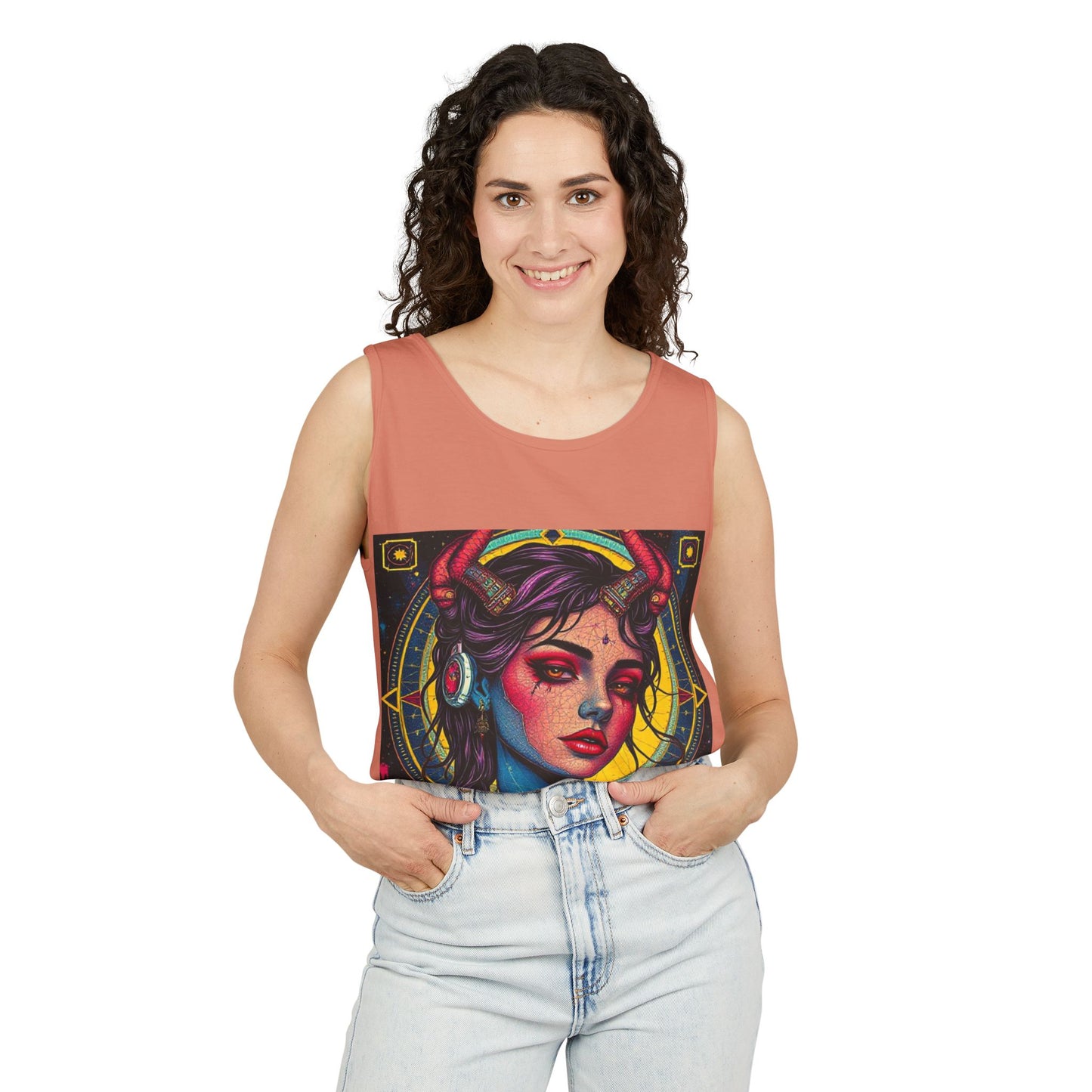 Unisex Garment-Dyed, Tank Top, Scorpio Design, Pop Art, 100% US cotton