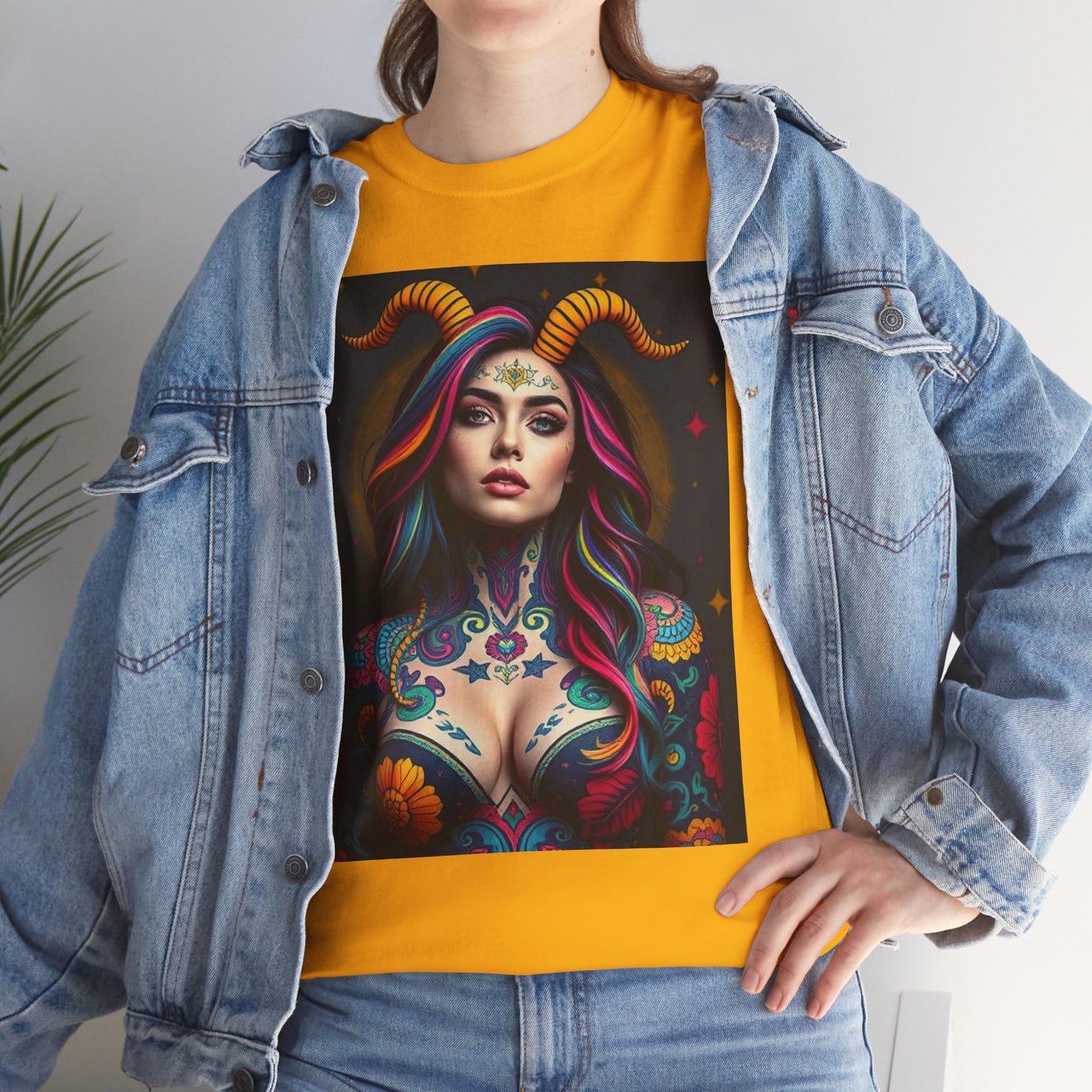 Unisex Heavy Cotton T-Shirt, Capricorn, Zodiac, Sexy Art