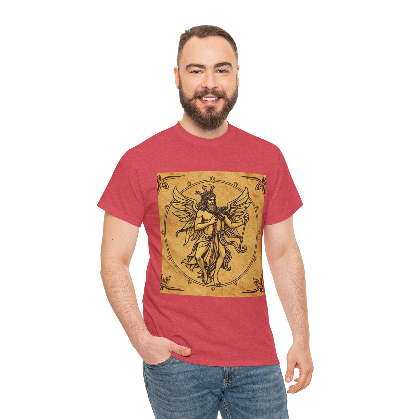 Unisex Heavy Cotton T-Shirt, Pencil Art, Gemini Zodiac Design