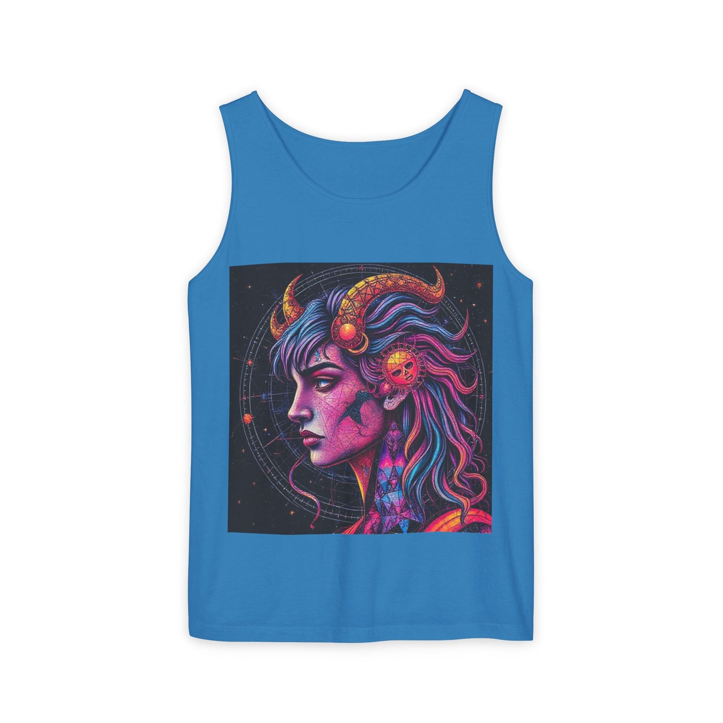 Unisex Garment-Dyed, Tank Top, Virgo Design, Pop Art v1, 100% US cotton