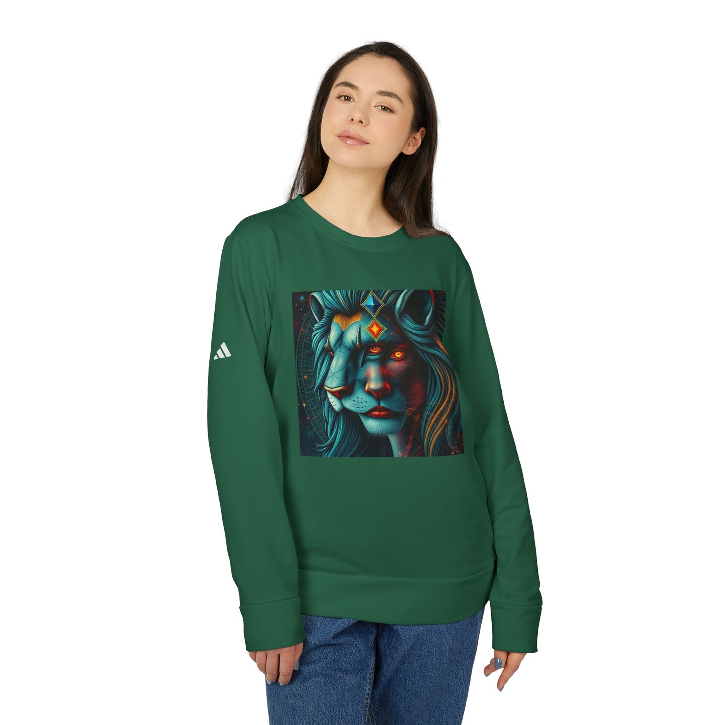 Adidas, Unisex Fleece Crewneck Sweatshirt, Leo, Pop Art, Zodiac