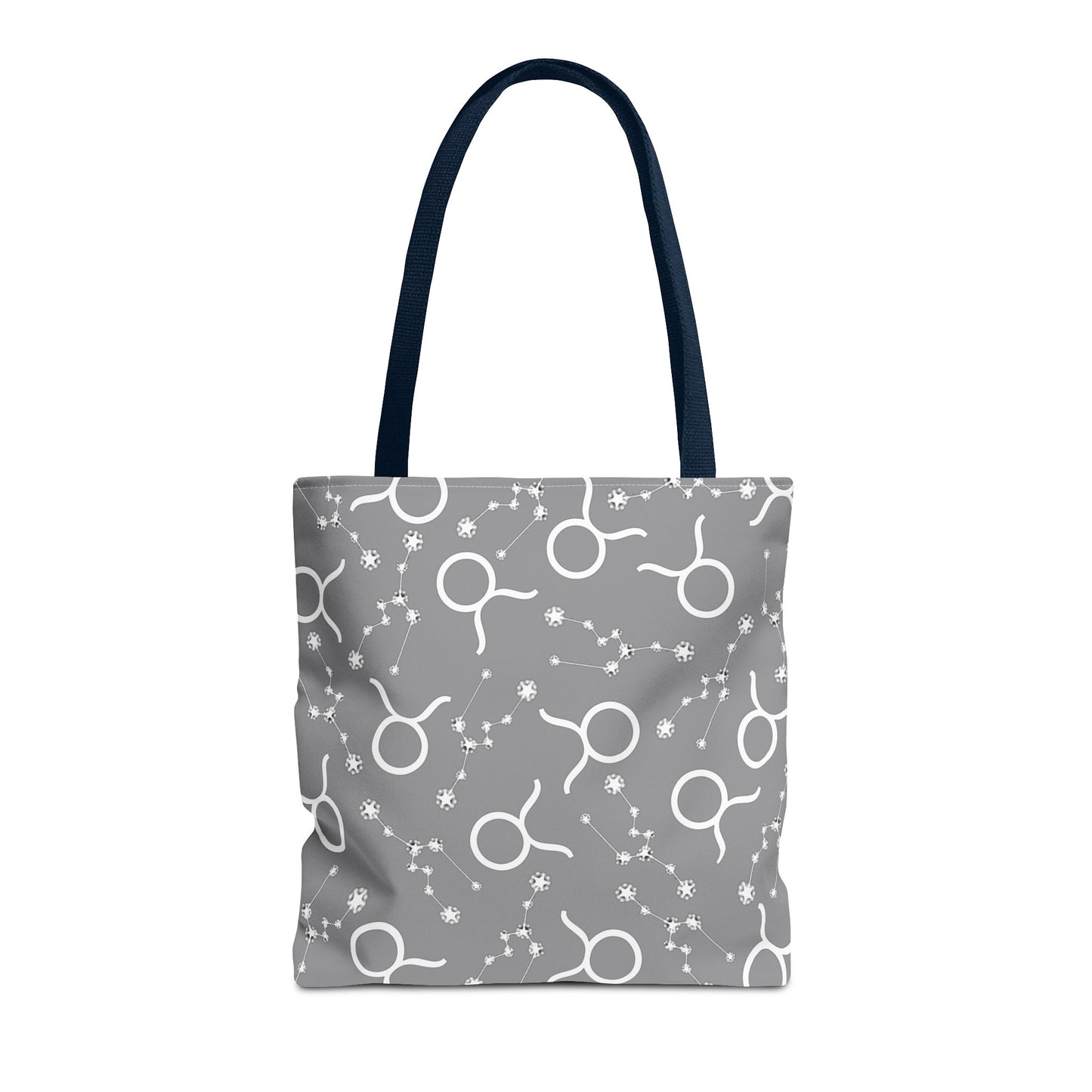 Tote Bag, Taurus Zodiac Sign, AOP, (Grey, White)