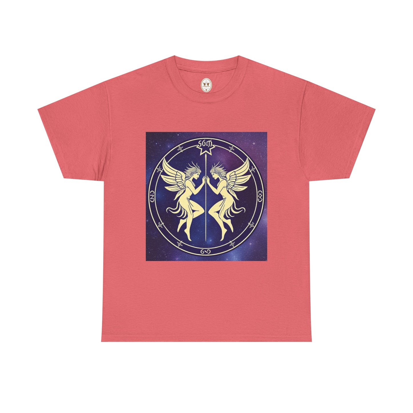 Unisex Heavy Cotton T-Shirt, Space Angel Twins, Gemini Zodiac Design
