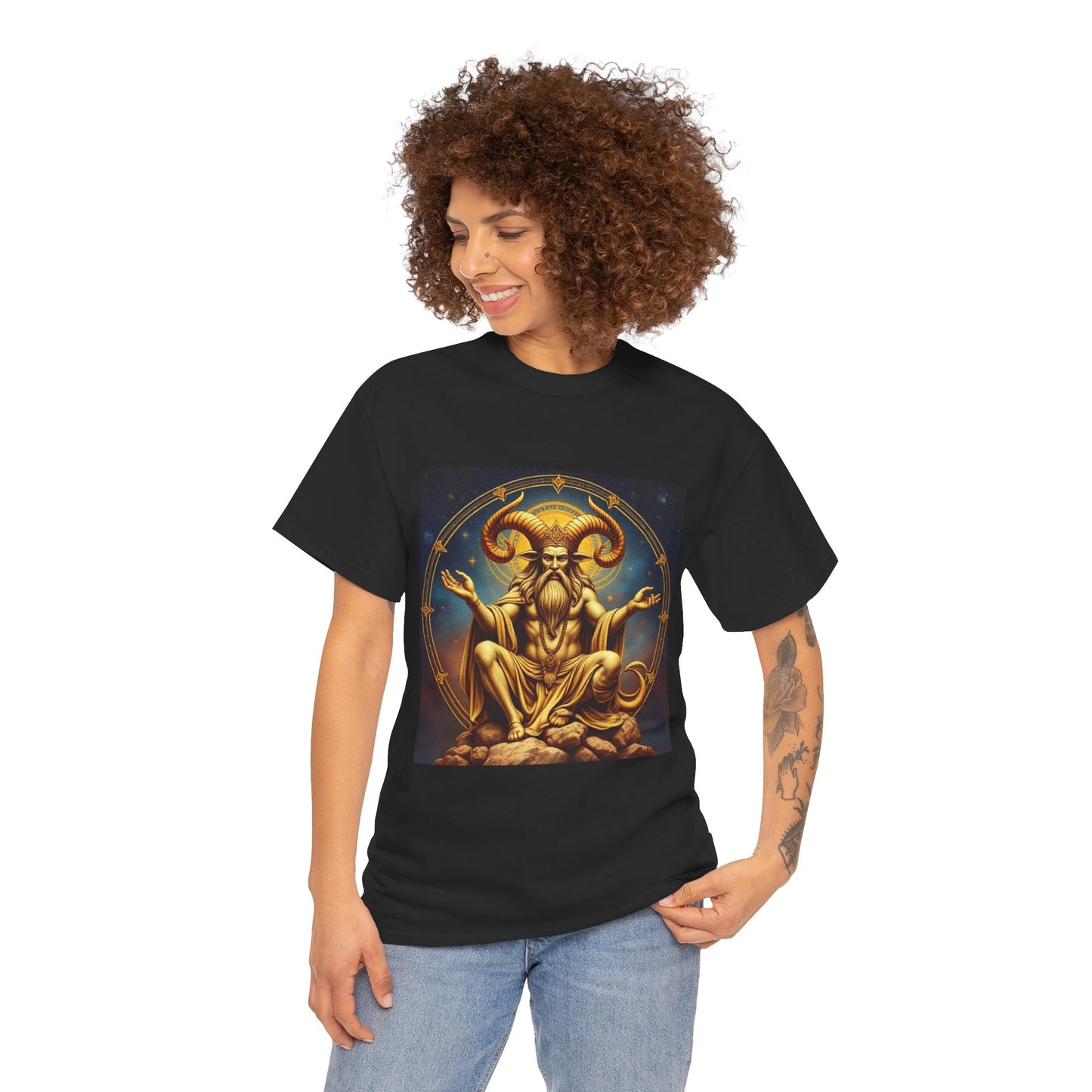 Unisex Heavy Cotton T-Shirt, On The Throne, Taurus Zodiac Design
