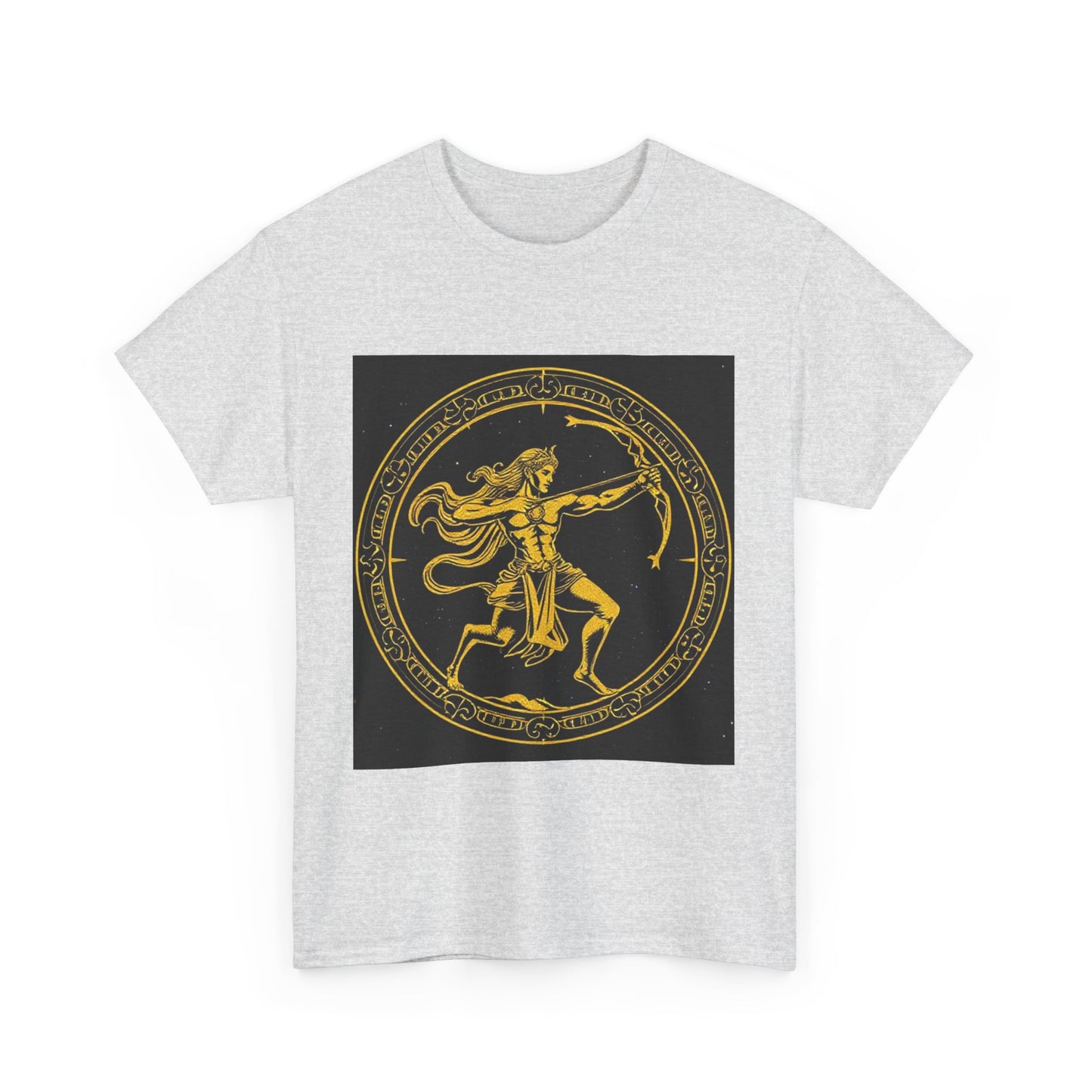 Unisex Heavy Cotton T-Shirt, Mythical Faun/Satyr v1, Sagittarius Zodiac Design