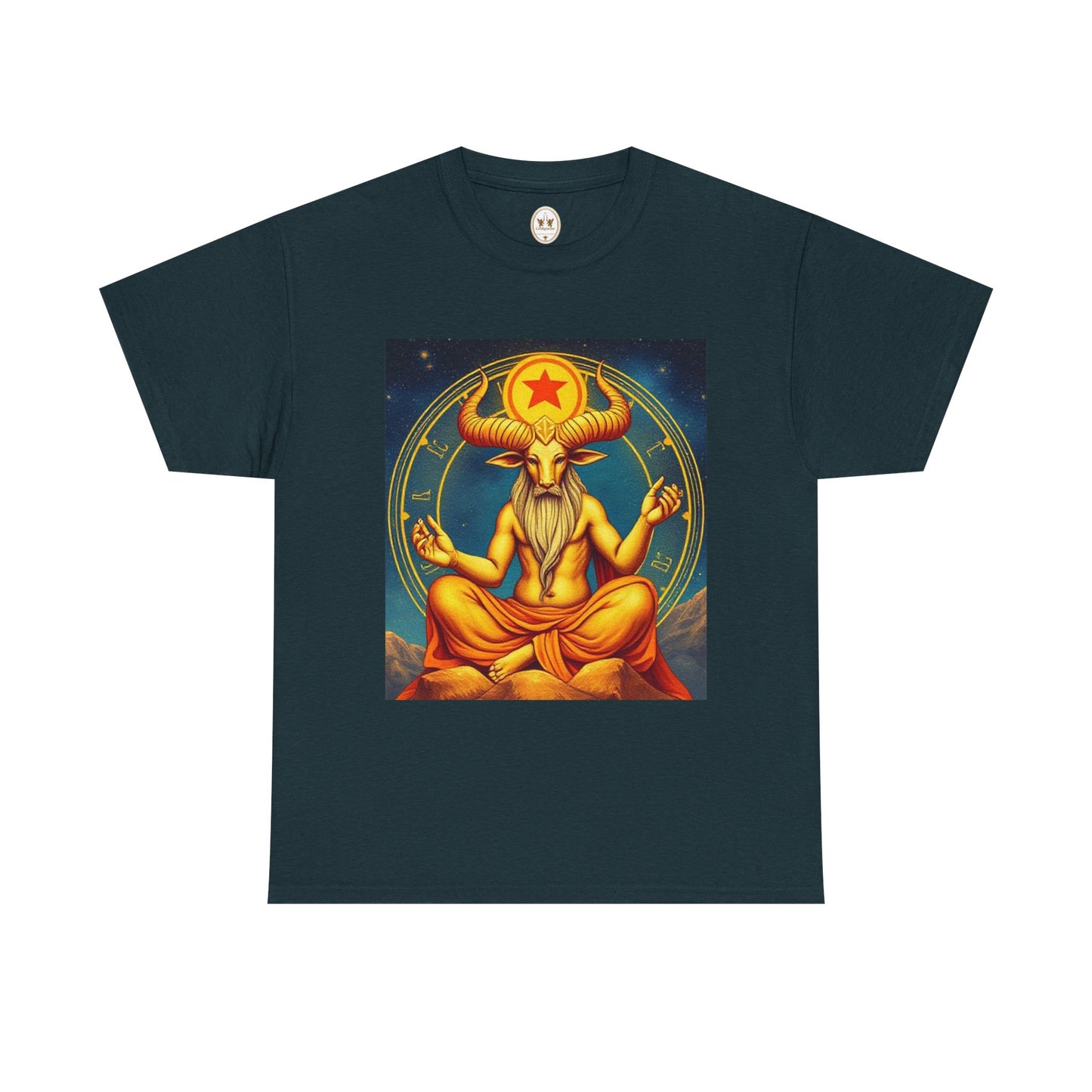Unisex Heavy Cotton T-Shirt, Meditating Bull, Taurus Zodiac Design