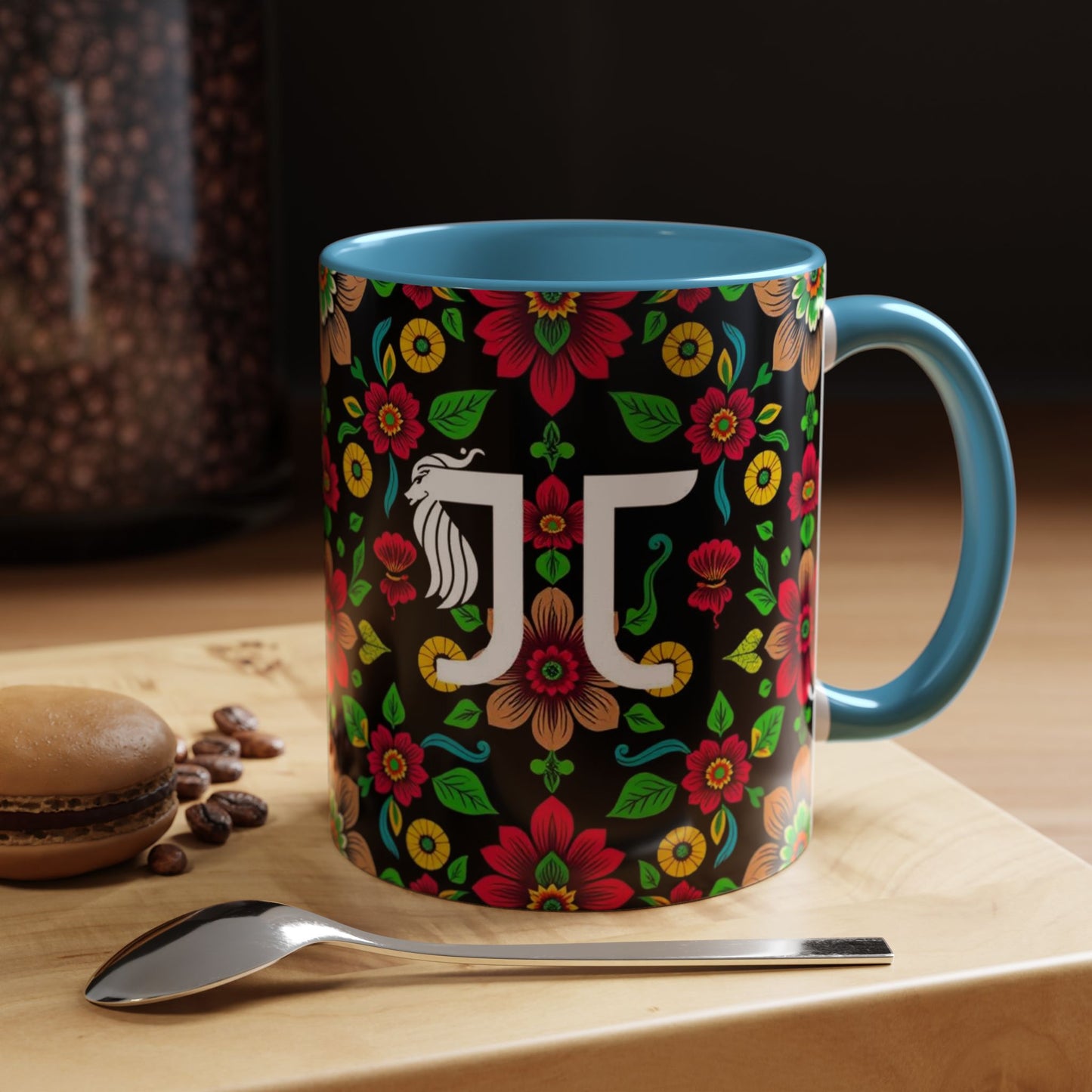 Accent Coffee Mug, Gemini, Zodiac v4, Flower Pattern, (11, 15oz)