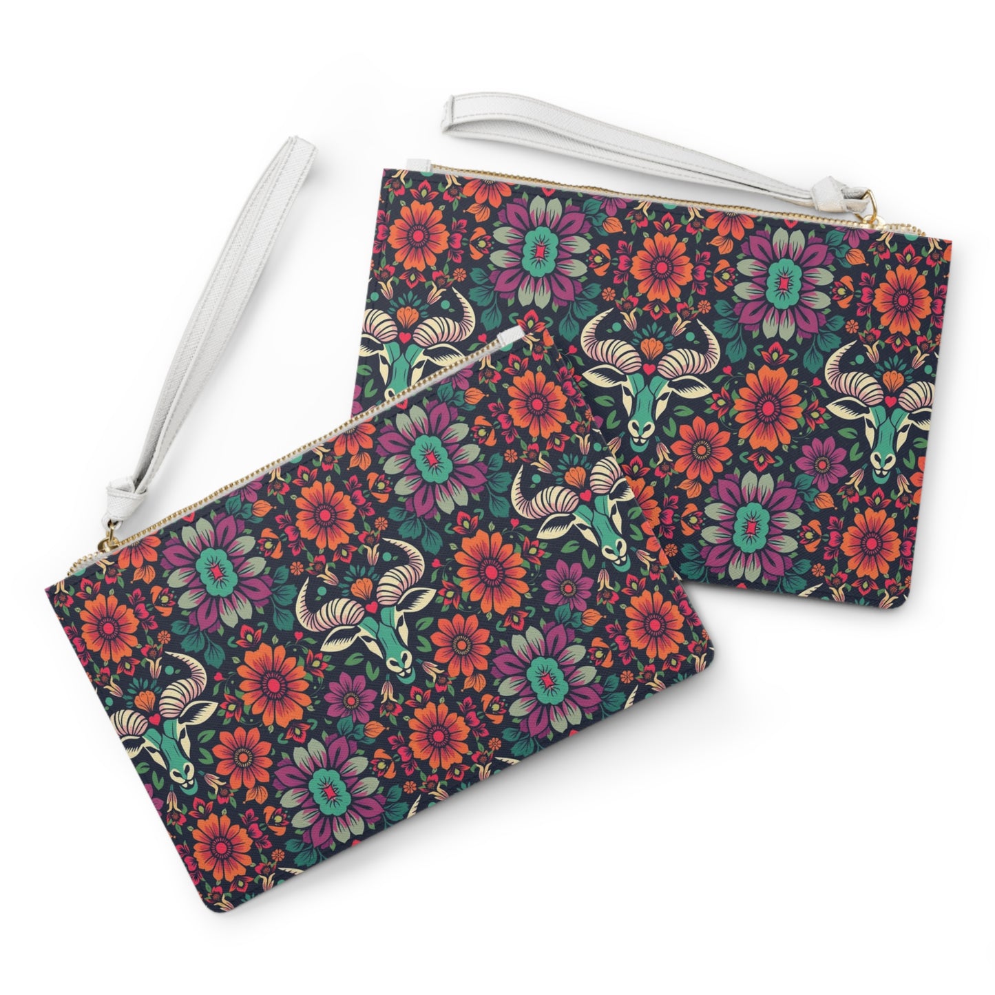 Clutch Bag, Taurus, Zodiac v2, Flower Pattern