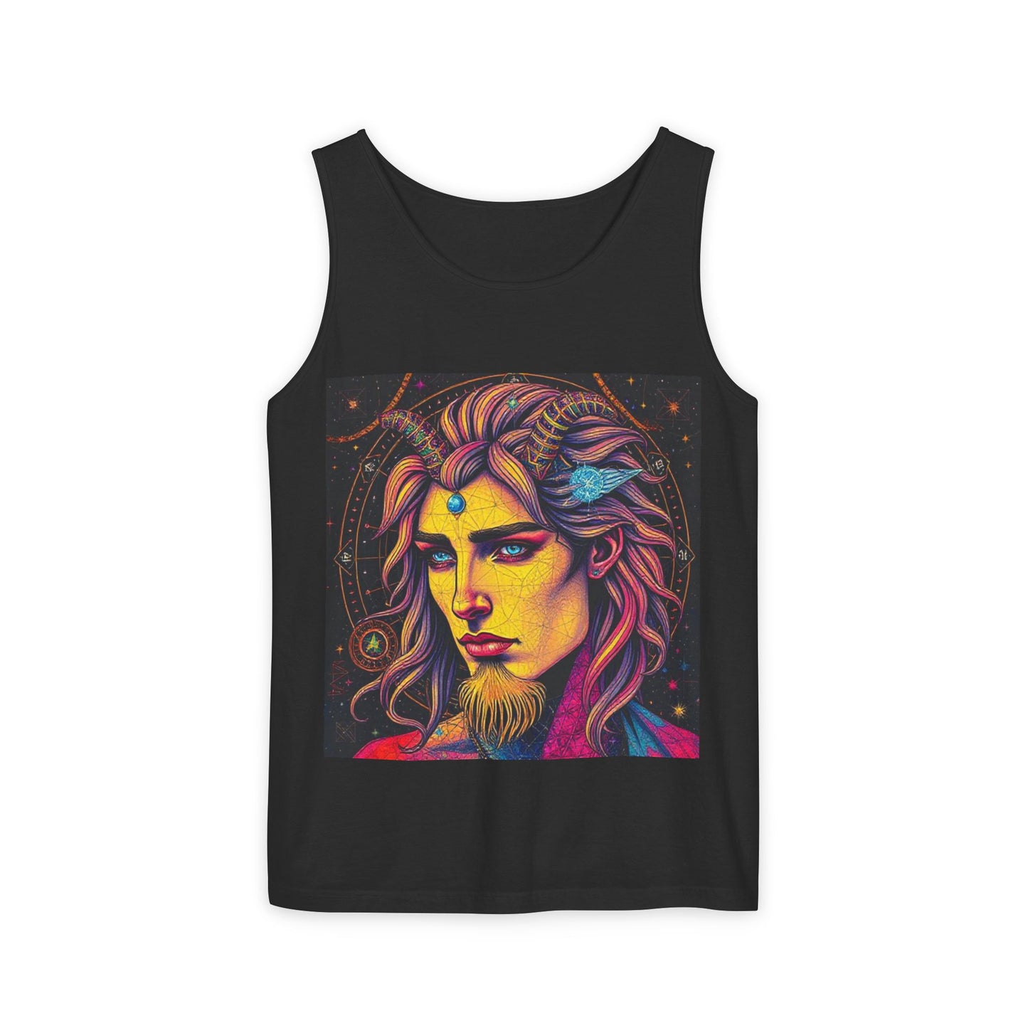 Unisex Garment-Dyed, Tank Top, Aquarius Design, Pop Art v1, 100% Ringspun US cotton