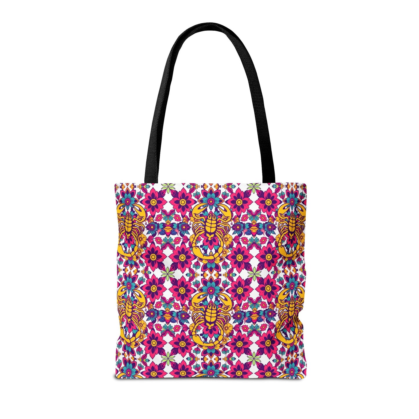 Tote Bag (AOP), Scorpio, Zodiac v1, Flower Pattern