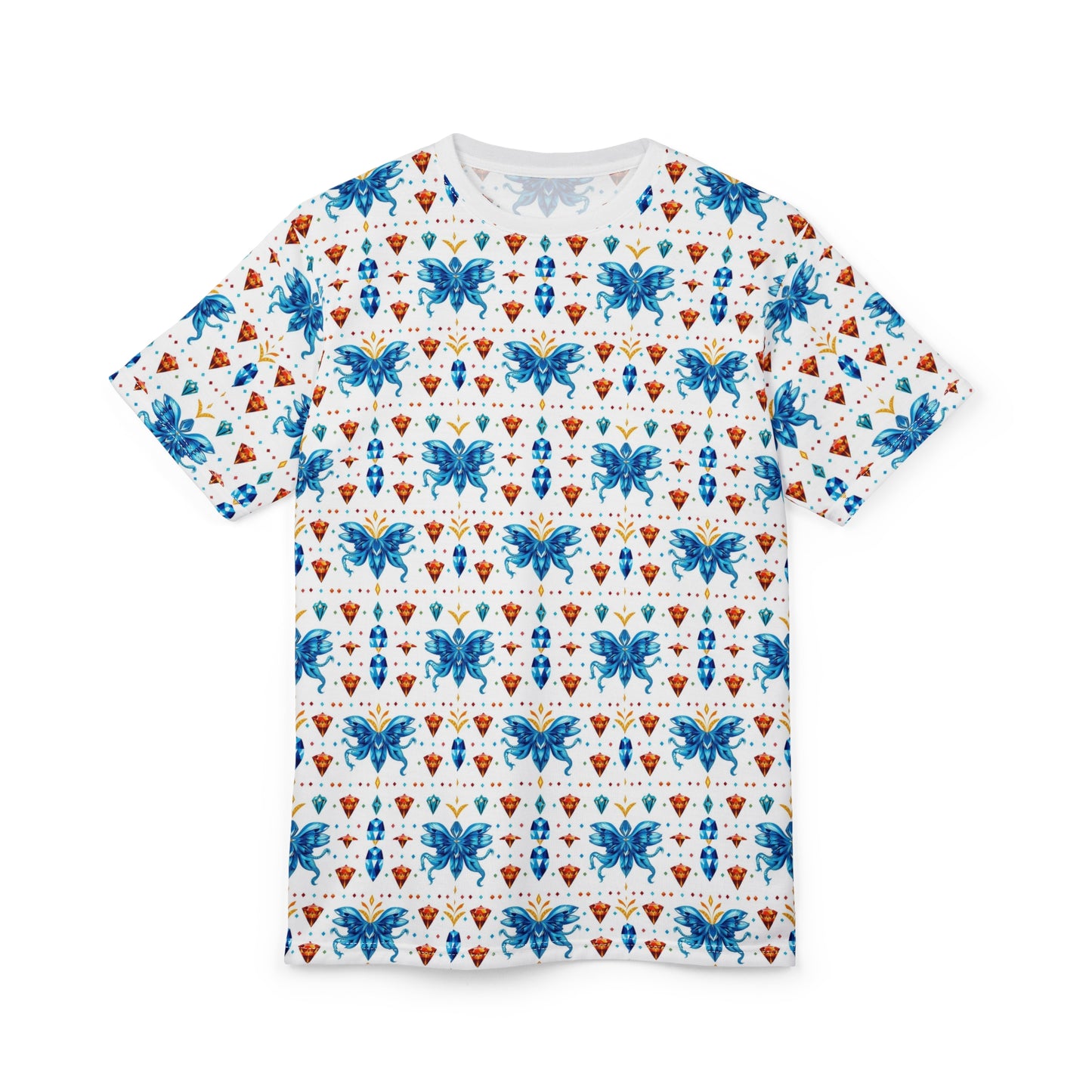 Unisex Cut & Sew T-Shirt, (AOP) Aquarius, Zodiac v3, Jewels Pattern