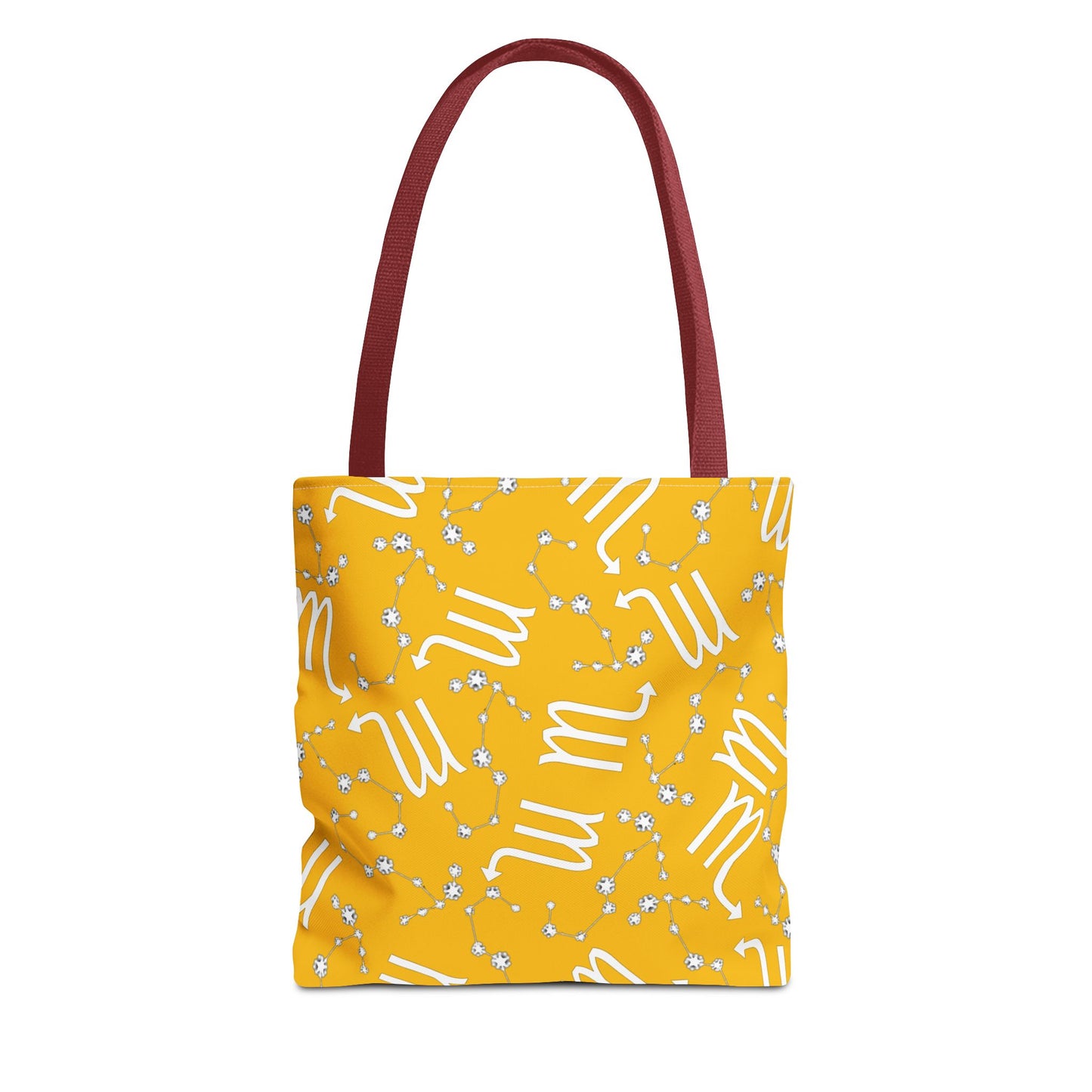 Tote Bag, Scorpio Zodiac Sign, AOP, (Yellow, White)