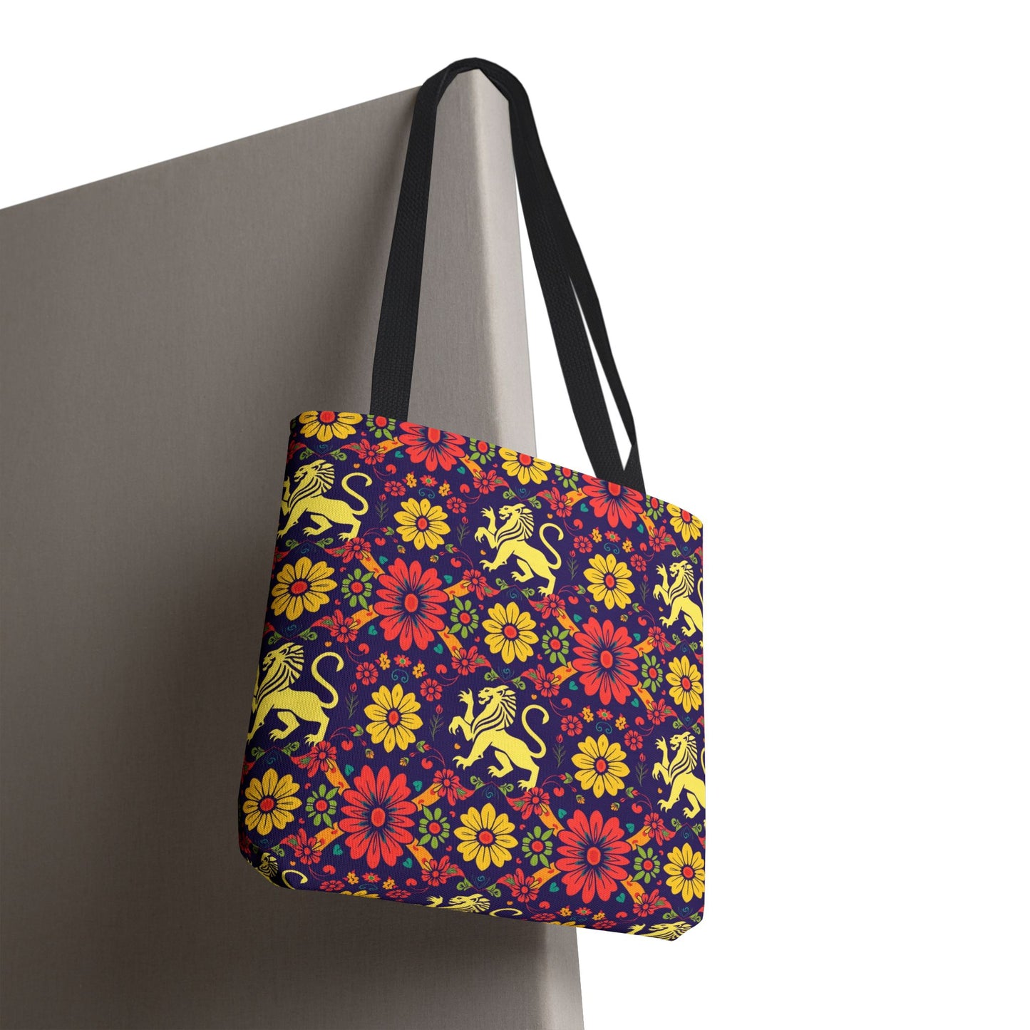 Tote Bag, (AOP), Leo, Zodiac v1, Flower Pattern
