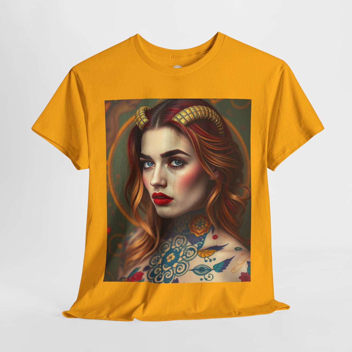 Unisex Heavy Cotton T-Shirt, Capricorn, Zodiac v3, Sexy Art