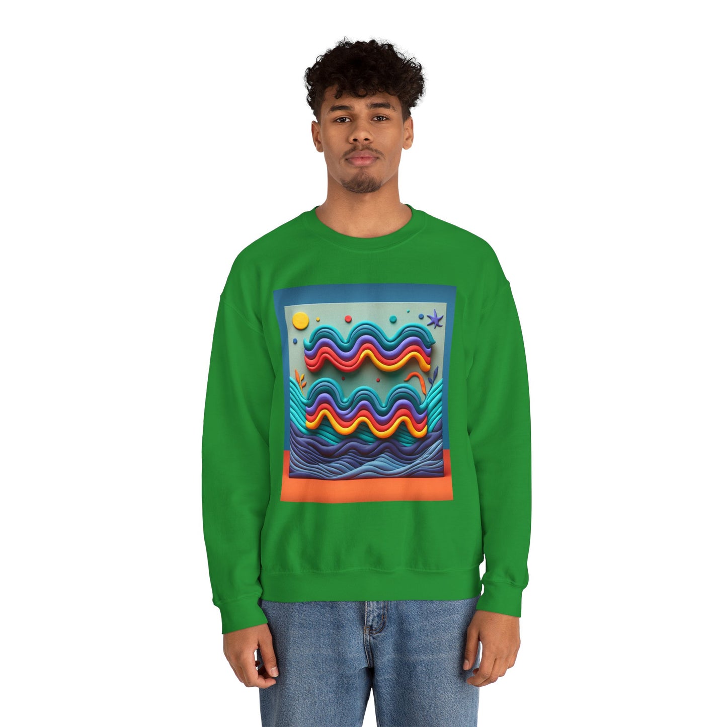 Unisex Heavy Blend™ Crewneck Sweatshirt, Water Painting, Aquarius Zodiac Design