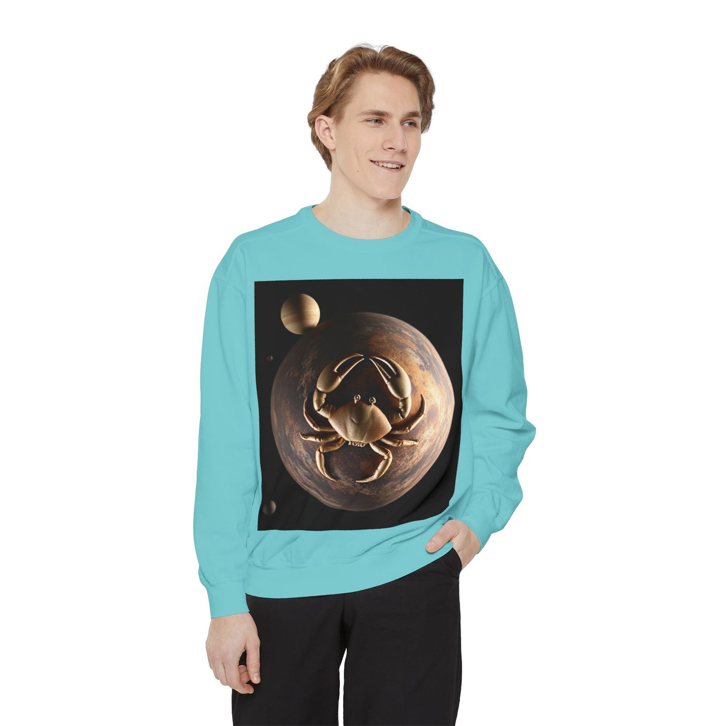 Garment-Dyed Sweatshirt, Unisex, Space Animal Design v1, Cancer