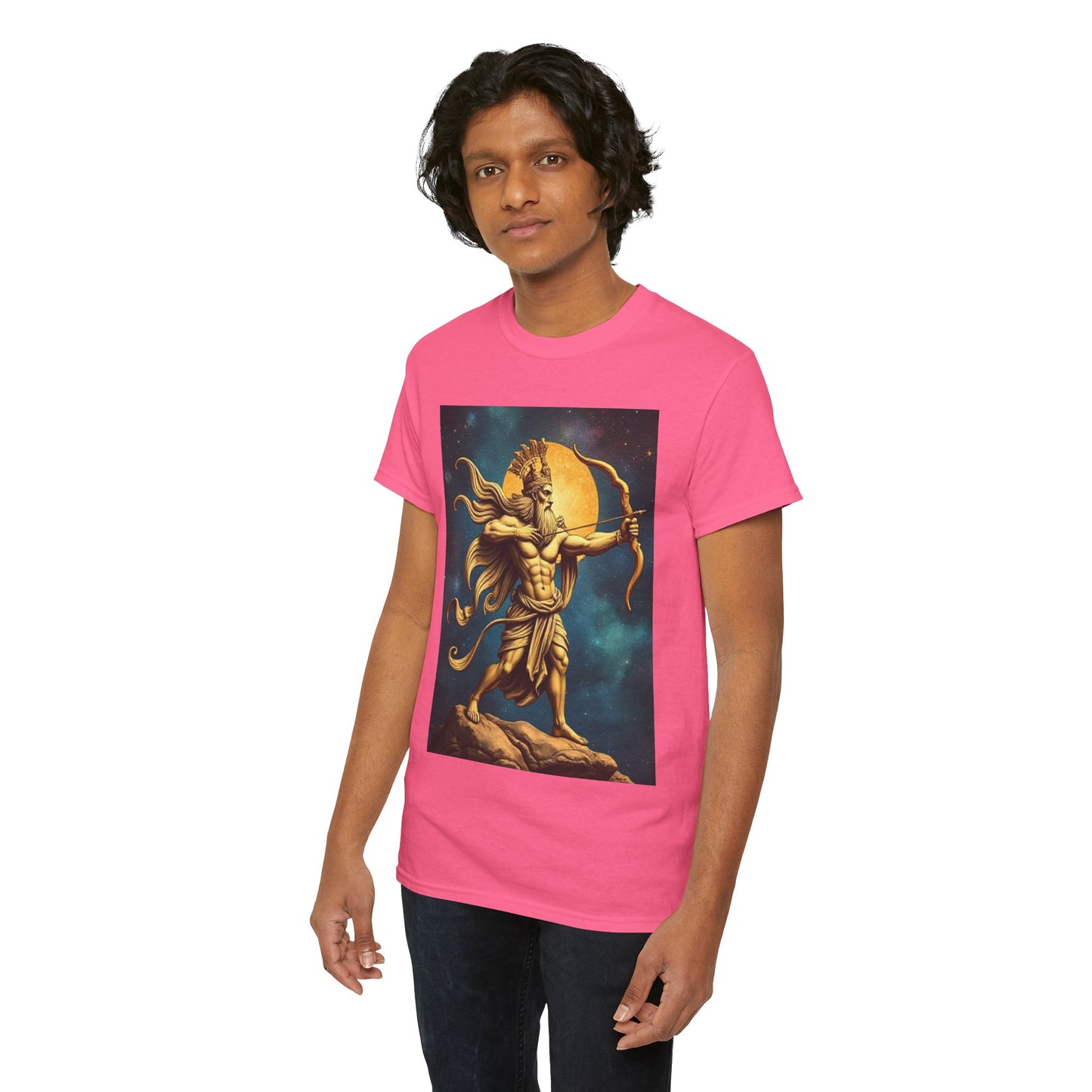 Unisex Heavy Cotton T-Shirt, Midnight Arrow v1, Sagittarius Zodiac Design