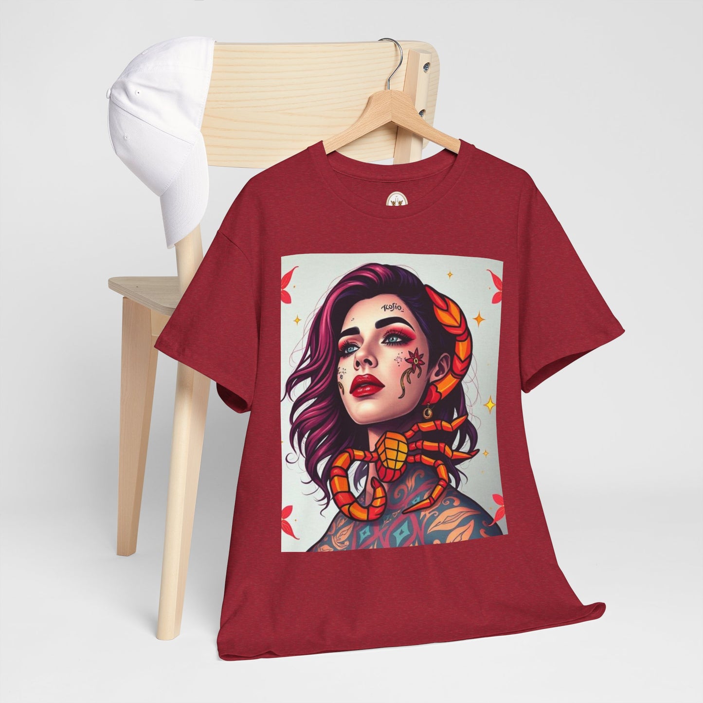 Unisex Heavy Cotton T-Shirt, Scorpio, Zodiac v3, Sexy Art