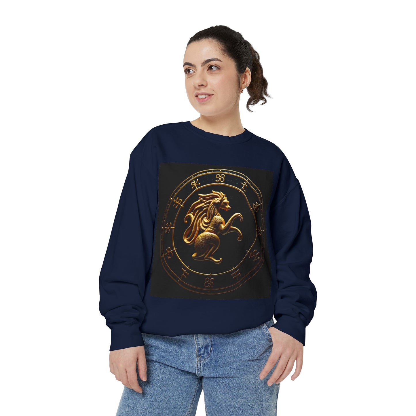 Garment-Dyed Sweatshirt, Unisex, Space Animal Design v1, Virgo