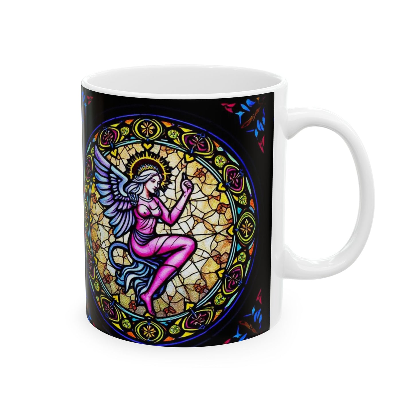 Ceramic Mug, (11oz, 15oz), Ceramic Coffee Mug, AOP, Glass Design v1, Virgo Zodiac