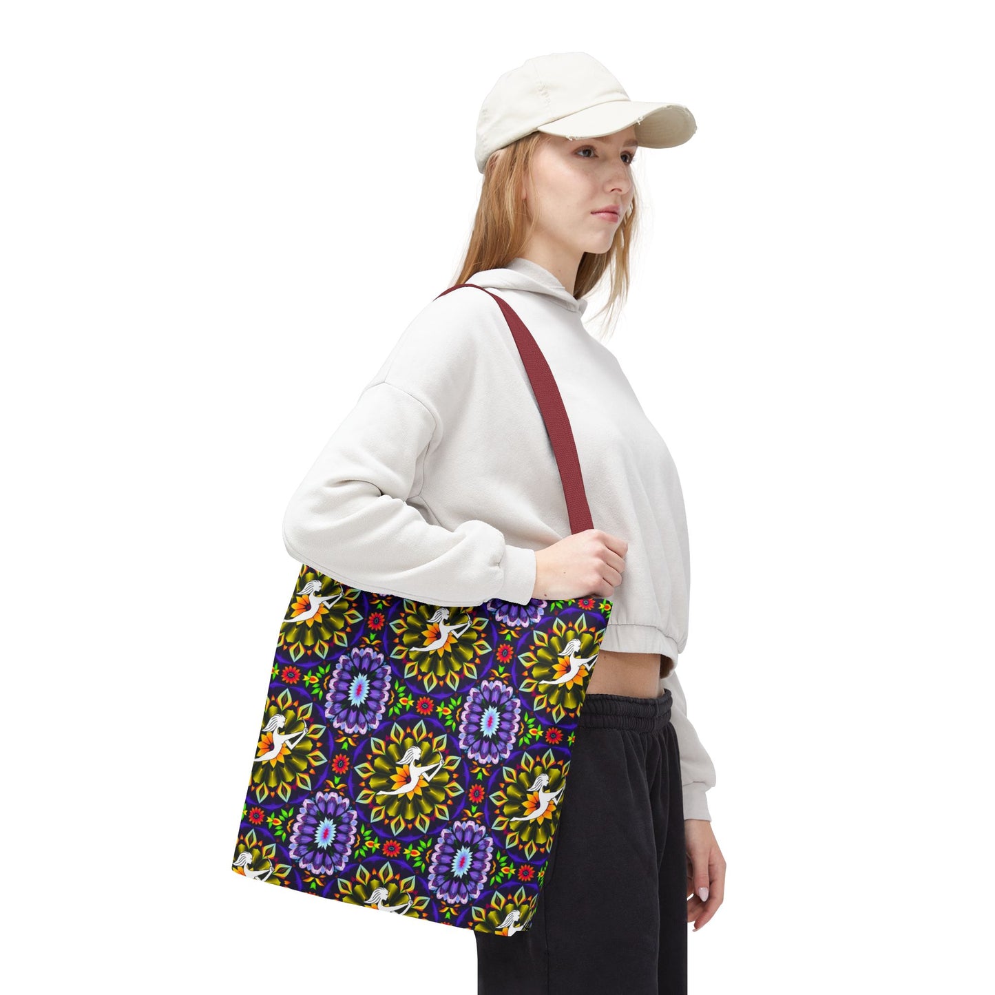 Tote Bag (AOP), Sagittarius, Zodiac v2, Flower Pattern