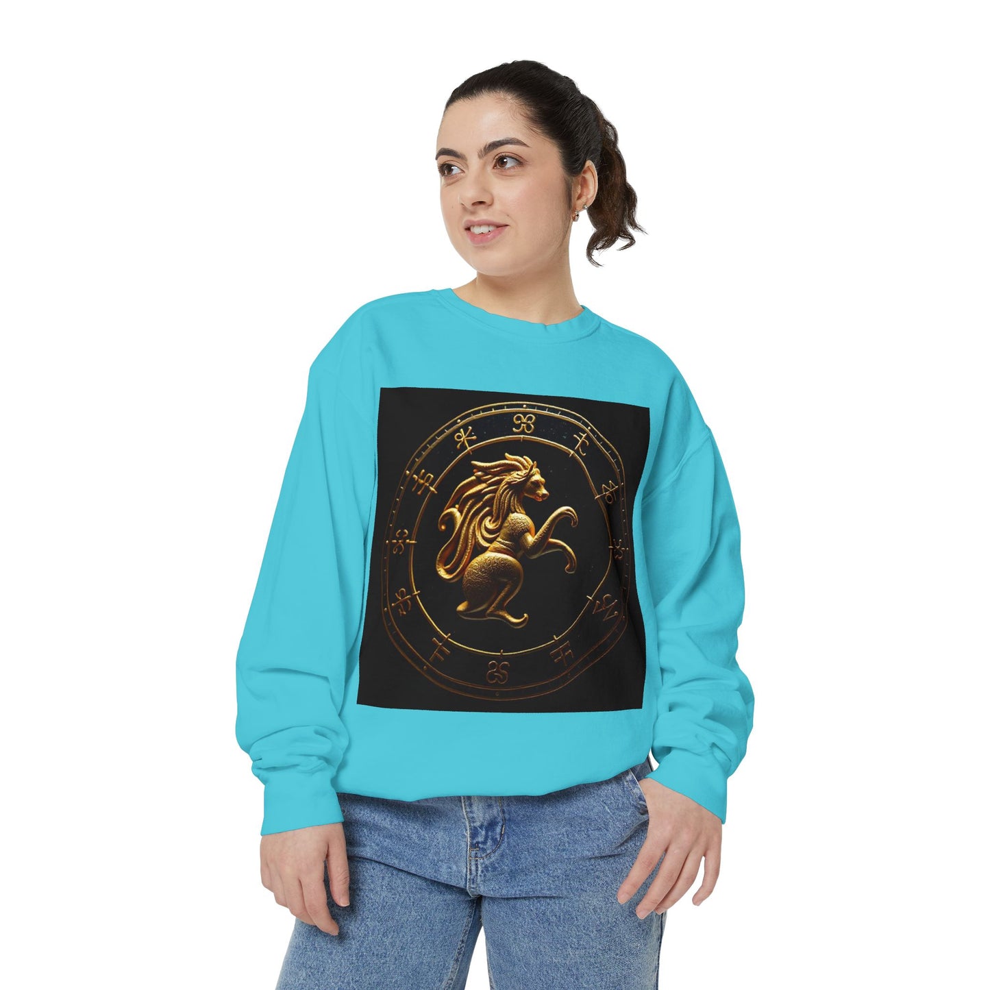 Garment-Dyed Sweatshirt, Unisex, Space Animal Design v1, Virgo