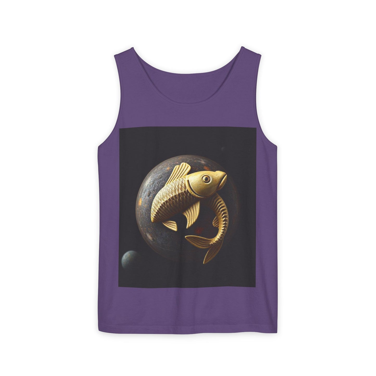 Unisex Garment-Dyed, Tank Top, Pisces Design, Space Animal v1, 100% US cotton