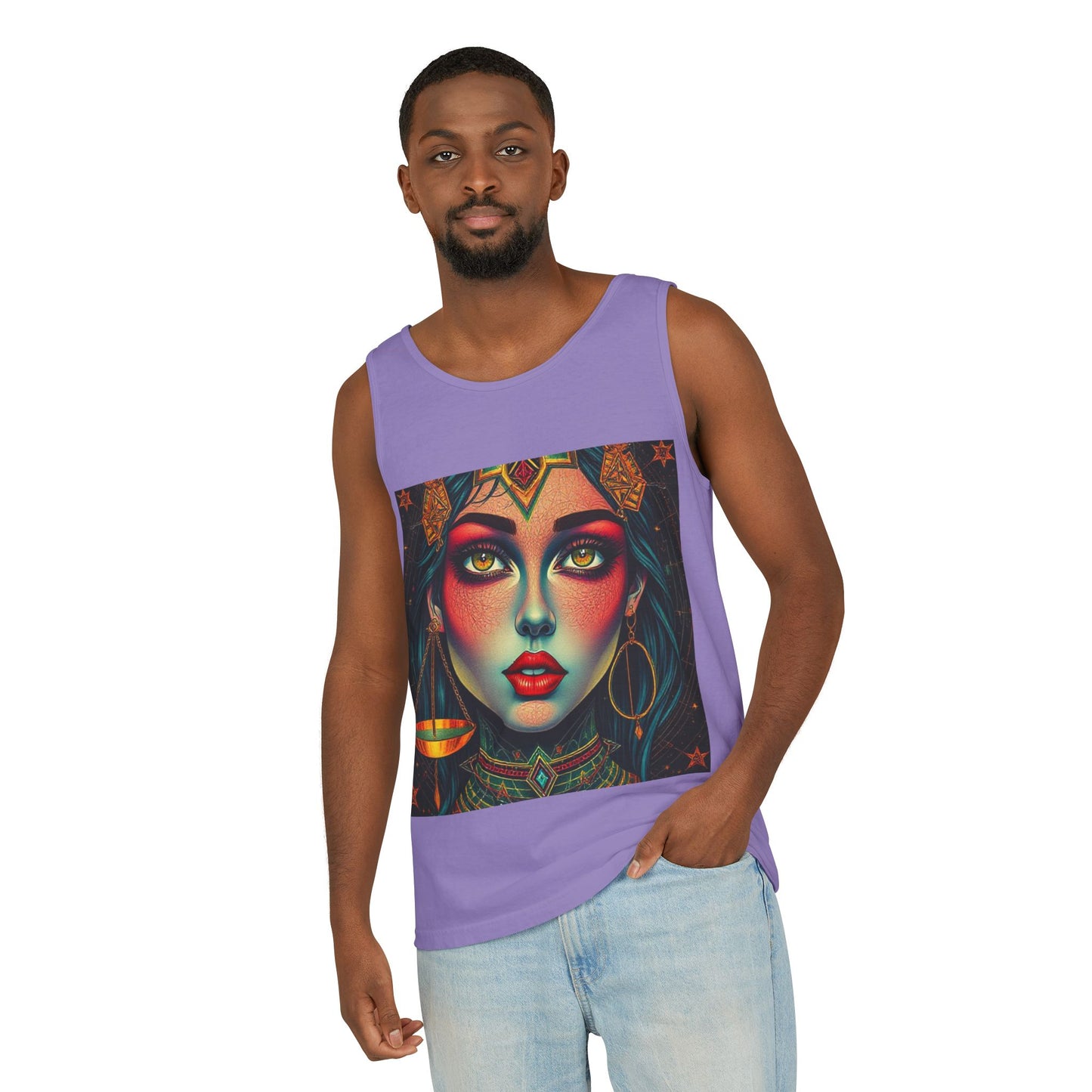 Unisex Garment-Dyed, Tank Top, Libra Design, Pop Art, 100% US cotton