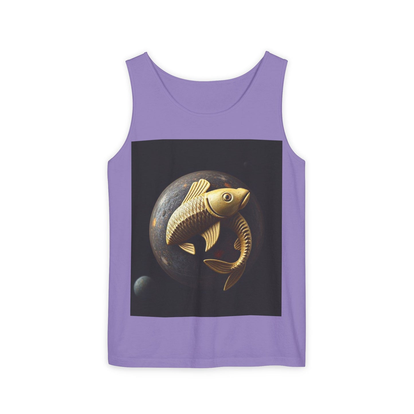 Unisex Garment-Dyed, Tank Top, Pisces Design, Space Animal v1, 100% US cotton