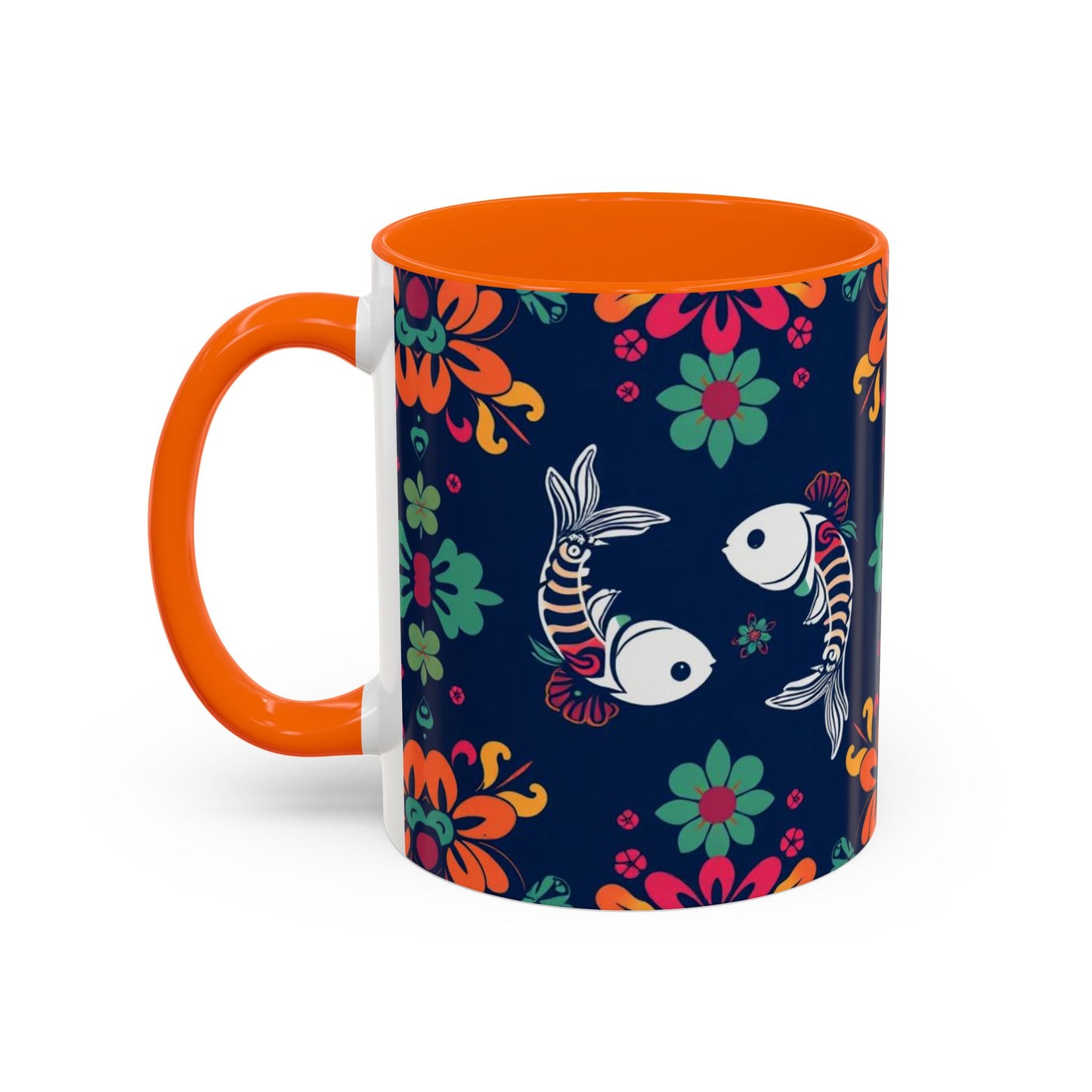 Accent Coffee Mug, Pisces, Zodiac. Flower Pattern, (11, 15oz)