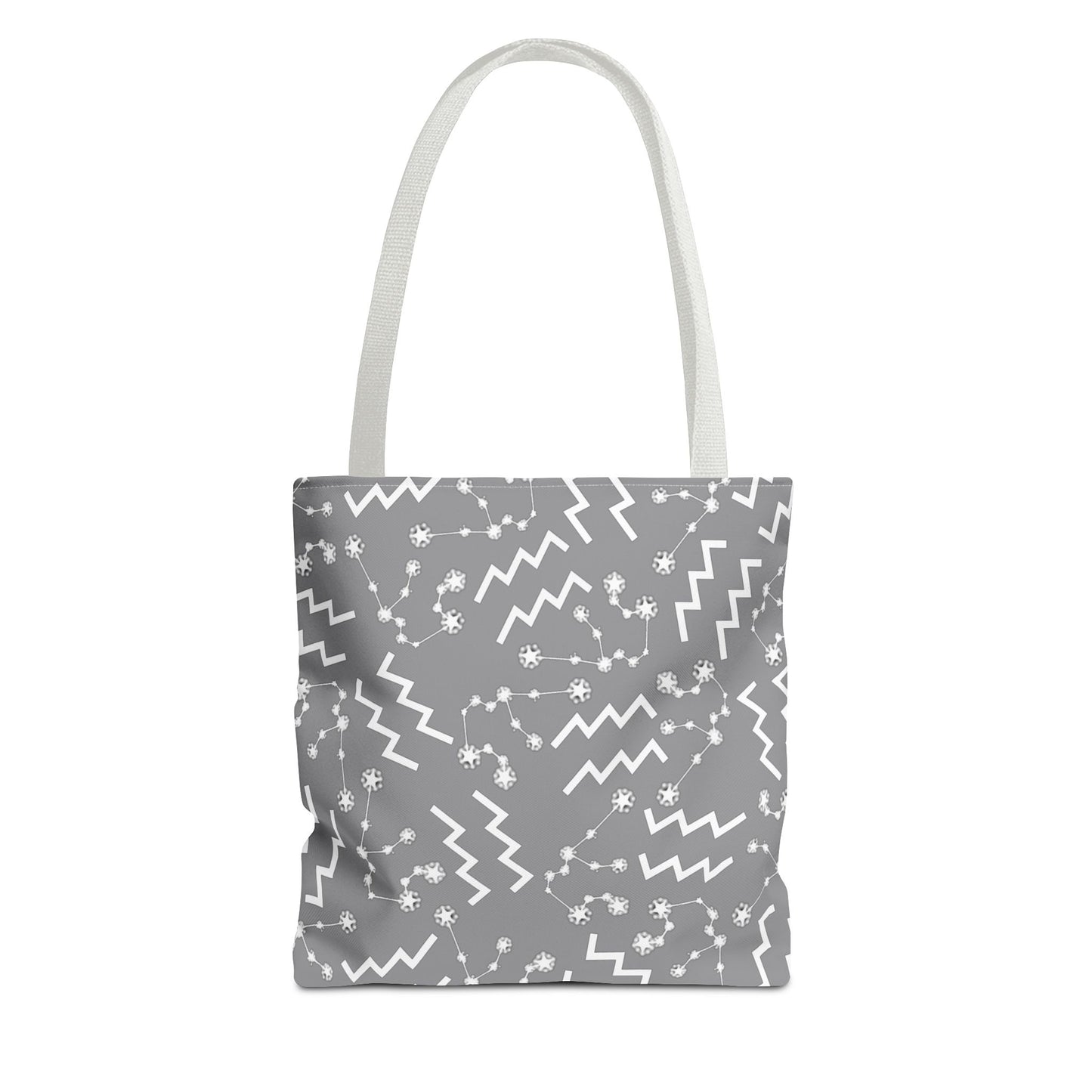 Tote Bag, Aquarius Zodiac Sign, AOP, (Grey, White)