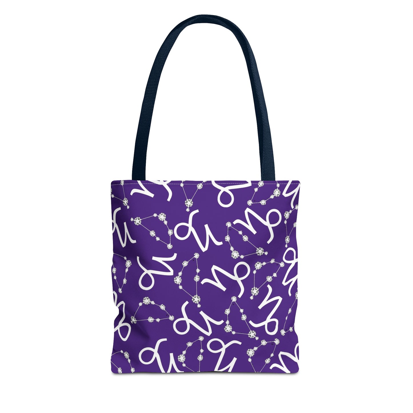 Tote Bag, Capricorn Zodiac Sign, AOP, (Purple, White)
