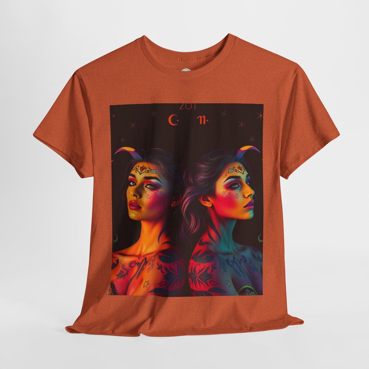 Unisex Heavy Cotton T-Shirt, Gemini, Zodiac, Sexy Art