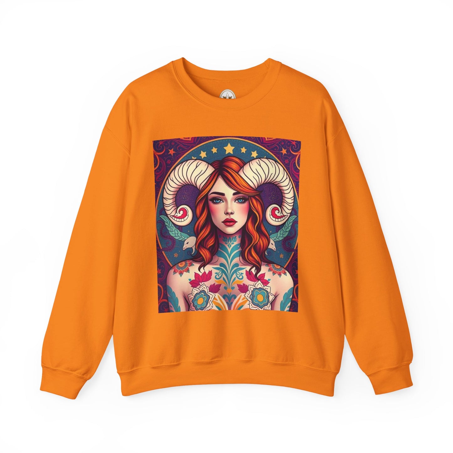 Unisex Heavy Blend™ Crewneck Sweatshirt, Aries, Zodiac v1, Sexy Pattern