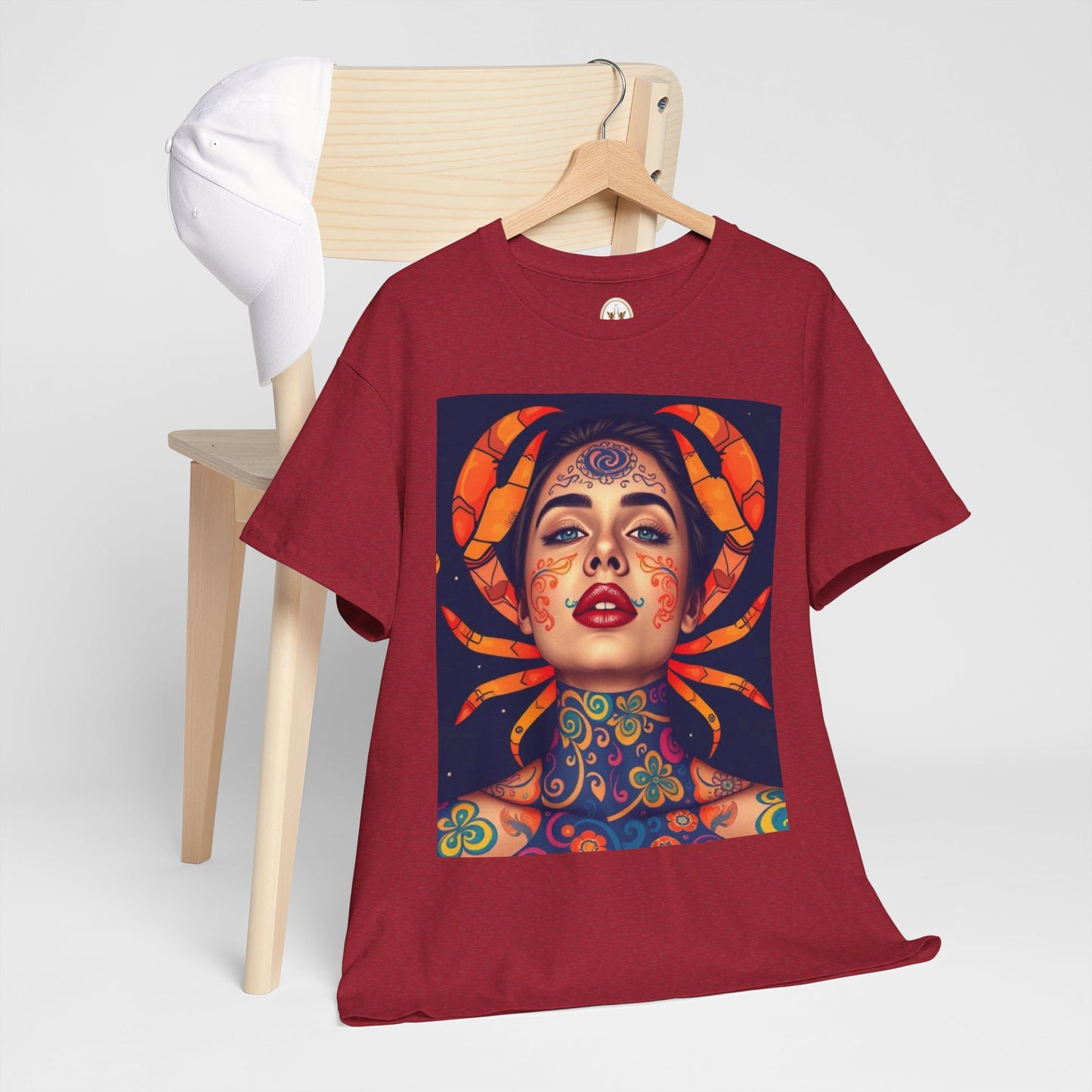 Unisex Heavy Cotton T-Shirt, Cancer, Zodiac v2, Sexy Art