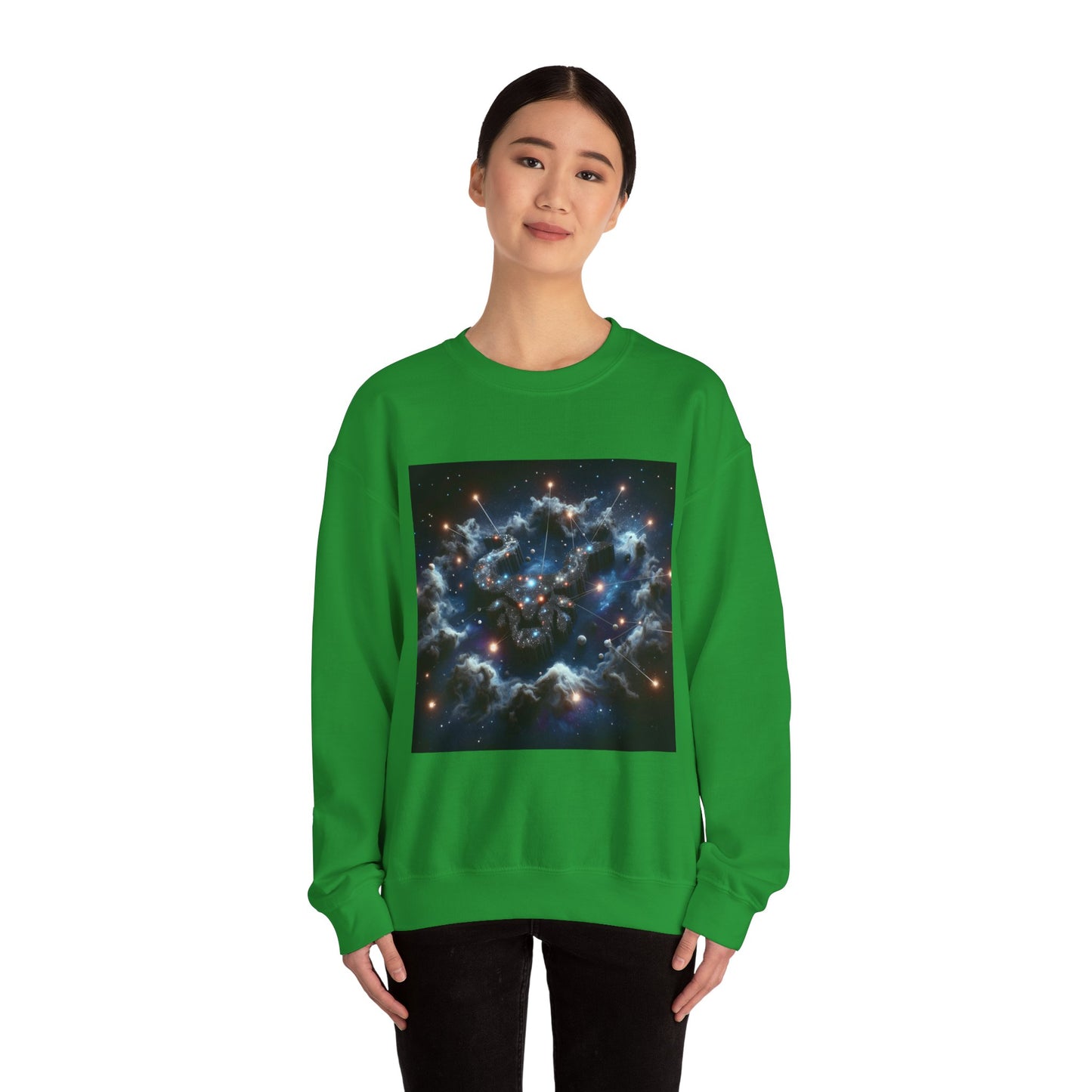 Unisex Heavy Blend™ Crewneck Sweatshirt, Space Bullhead, Taurus Zodiac Design