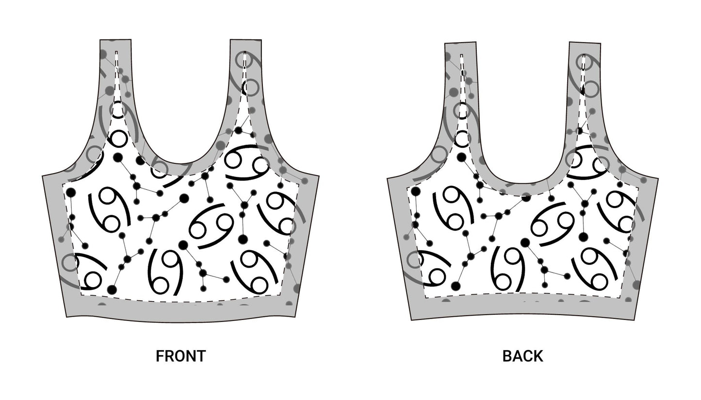 Polyester Sports Bra Cancer Zodiac Sign (AOP)