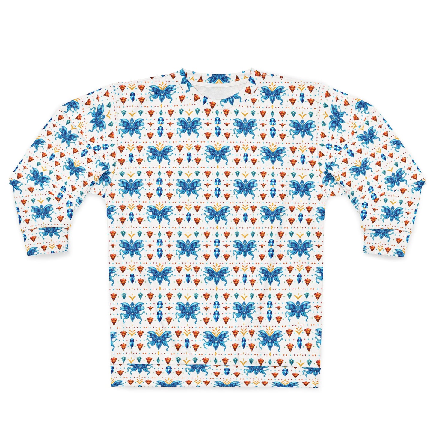 Unisex Sweatshirt (AOP), Aquarius, Zodiac v1, Jewel Pattern