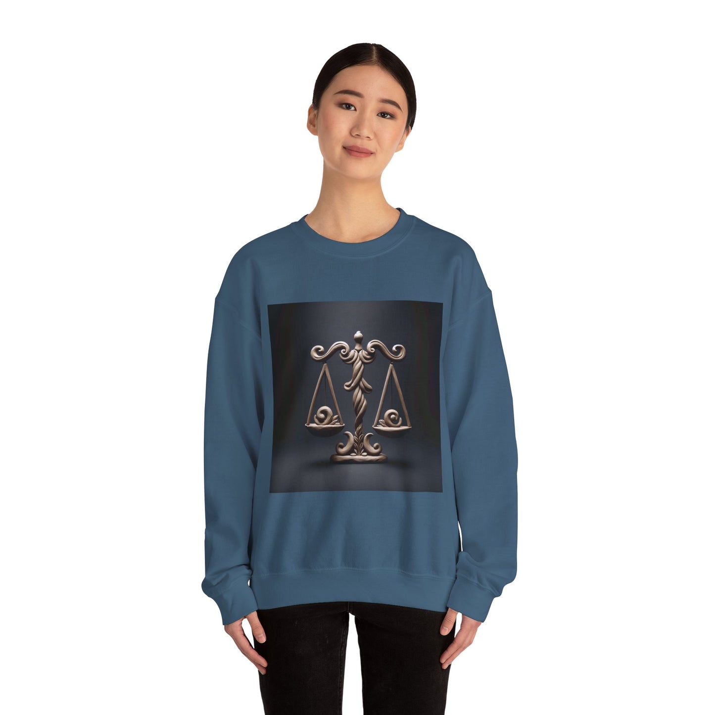 Unisex Heavy Blend™ Crewneck Sweatshirt, Brown Scale, Libra Zodiac Design